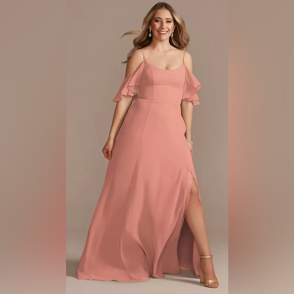 David's Bridal Desert Coral Maxi Dress